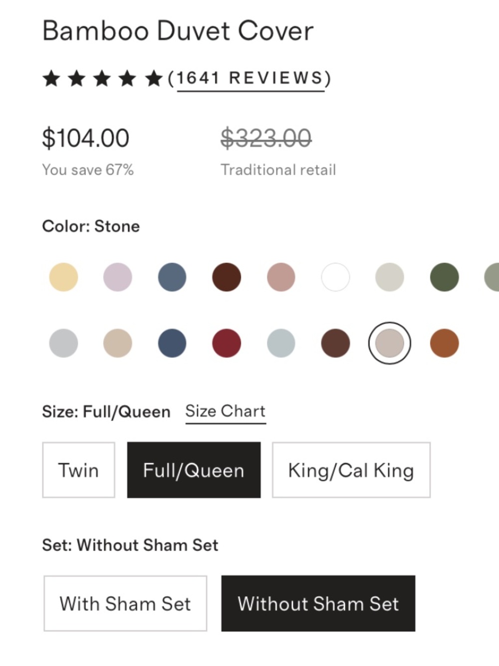 Bamboo Duvet Cover Full/Queen Stone Taupe (no shams) - Picture 2 of 5
